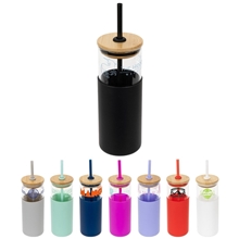 Stirling 18 oz Glass Tumbler with Silicone Sleeve PP Straw