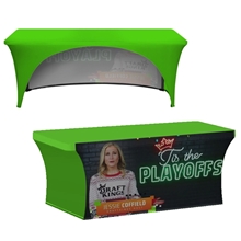 6- ft. Stretch Table Cover Multi - Panel Print, Full Bleed or Custom Fabric Color With An Open Back