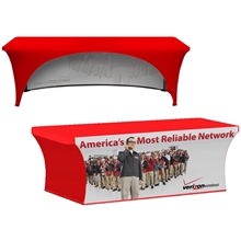 8- ft. Stretch Table Cover Multi - Panel Print, Full Bleed or Custom Fabric Color With An Open Back