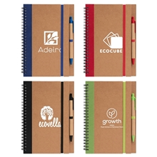 Kraft Hard Cover Spiral Notebook with Pen