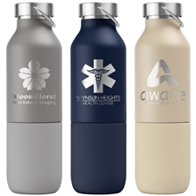 Freya Duo 2- in -1 20 oz Double - Wall Recycled Stainless Steel Bottle with 11 oz Tumbler - Laser