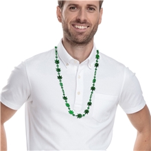 33 Green Mini Leaf Bead Metallic Necklace