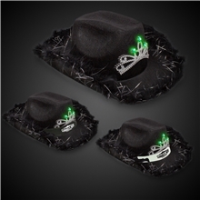 BLACK LED COWBOY HAT W / TIARA