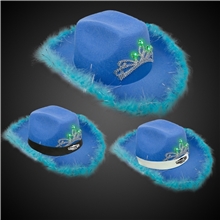 BLUE LED COWBOY HAT W / TIARA