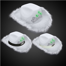 WHITE LED COWBOY HAT W / TIARA