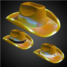 Yellow Iridescent Light Up Cowboy Hat