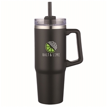 30 oz Double Wall Tumbler with Handle and Straw