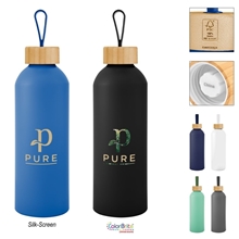 25 oz Blaire Recycled Aluminum Bottle With Bamboo Lid And Carry Handle