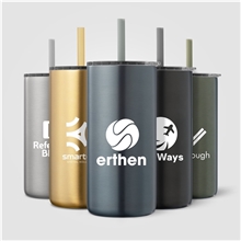 Borealis Recycled Stainless Steel Straw Tumbler - 16 oz