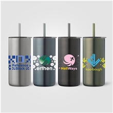 Borealis Recycled Stainless Steel Straw Tumbler - 16 oz - ColorJet