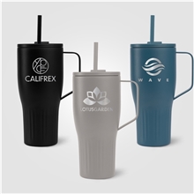 Majesty Recycled Stainless Steel Straw Tumbler - 30 oz - Laser Engraved
