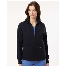 Jaanuu - Womens Ceri Essential Full - Zip 6- Pocket Scrub Jacket