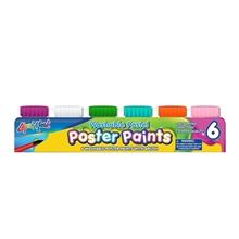 Set of 6 Washable Poster Paints with Brush - Pastel Colors