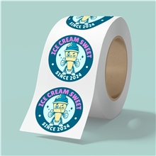 5 x 5 BOPP stickers on roll - 3.5mil