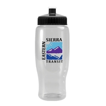 Pedal Pusher 27 oz Recycled Transparent Contour Bottle w / Push - Pull Lid