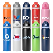 Two - Toned 27 oz Stainless Steel Pop Straw Bottle