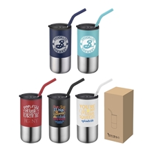 16 oz Double Wall Tumbler With Straw