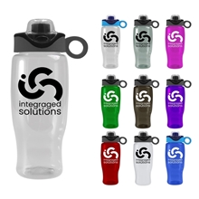 UpCycle - Poly - Pure 27 oz Transparent Bottle with Drink - Thru Snap On Silicone Loop Handle Lid