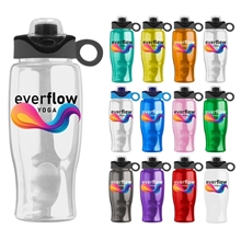 Poly - pure - 27 oz Transparent Bottle with Drink - thru Snap On Silicone Loop Handle Lid and Digital Imprint