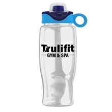 Poly - pure - 27 oz Transparent Bottle with Drink Thru Snap On Silicone Loop Handle Lid