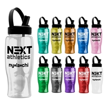 Poly - pure - 27 oz Transparent Bottle with Flip Straw Swivel Handle Lid