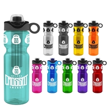 Champion - 28 oz Transparent Bottle with Drink Thru Snap On Silicone Loop Handle Lid and Infuser