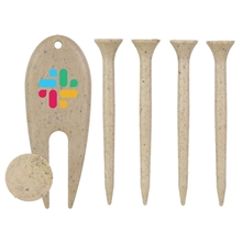 4 Coffee Golf Tees with Coffee Divot Tool and Ball Marker