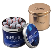 Round Tin with Chocolate Baseballs