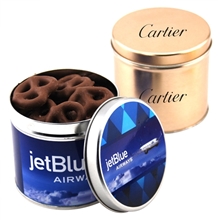 Round Tin with Choc Covered Pretzels