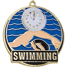 Stock Gold Enamel Sports Medals Swimming