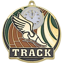Stock Gold Enamel Sports Medals Track