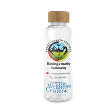 CLEARLY FLOW 16 oz Recycled rPET Bottle With Bamboo Cap