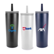 ChillFlow Stainless Steel Mug with Straw 24 oz