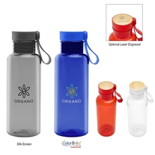 20 oz Cade rPET Bottle with Bamboo Accent Lid and Silicone Easy Carry Handle