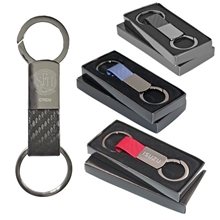 Clip - on Gunmetal Faux Fiber Leather Key Tag