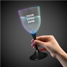 Light Up Frosted Wine Glass with Black Stem - 10 Ounce