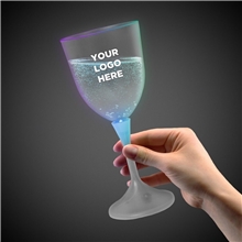 Light Up Frosted Wine Glass with White Stem - 10 Ounce