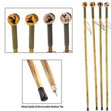 55 Wooden Hiking Stick with Rope Grip Animal Design Round Top