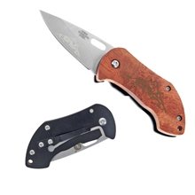 Compact Liner Lock Plated Wood Handle Pocket Knife