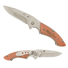 Heavy Duty Pocket Knife with Plated Wood Handle