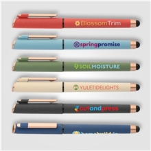 York Recycled Plastic Bronze Trim Stylus Gel Pen - Black Gel Ink