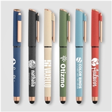 York Recycled Plastic Bronze Trim Stylus Gel Pen - Black Gel Ink
