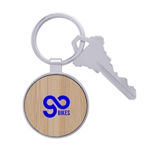 Bamboo Metal Round Keychain