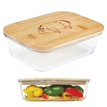 Glass Food Container w / Bamboo Lid