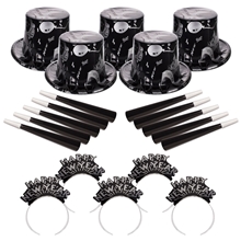 Ebony and Silver New Years Eve Party Kit for 50 People