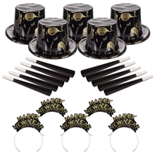 Ebony and Gold New Years Eve Party Kit for 50 People