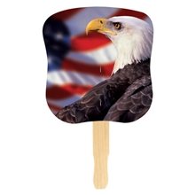 Stock Design Hand Fan - Bald Eagle / Us Flag, Full Color Digital