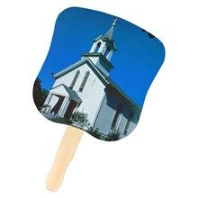 Stock Design Hand Fan - White Church, Full Color Digital