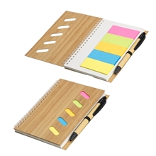 Bamboo Soft Spiral Notebook With Sticky Notes