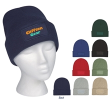 Patch Knit Beanie With Cuff